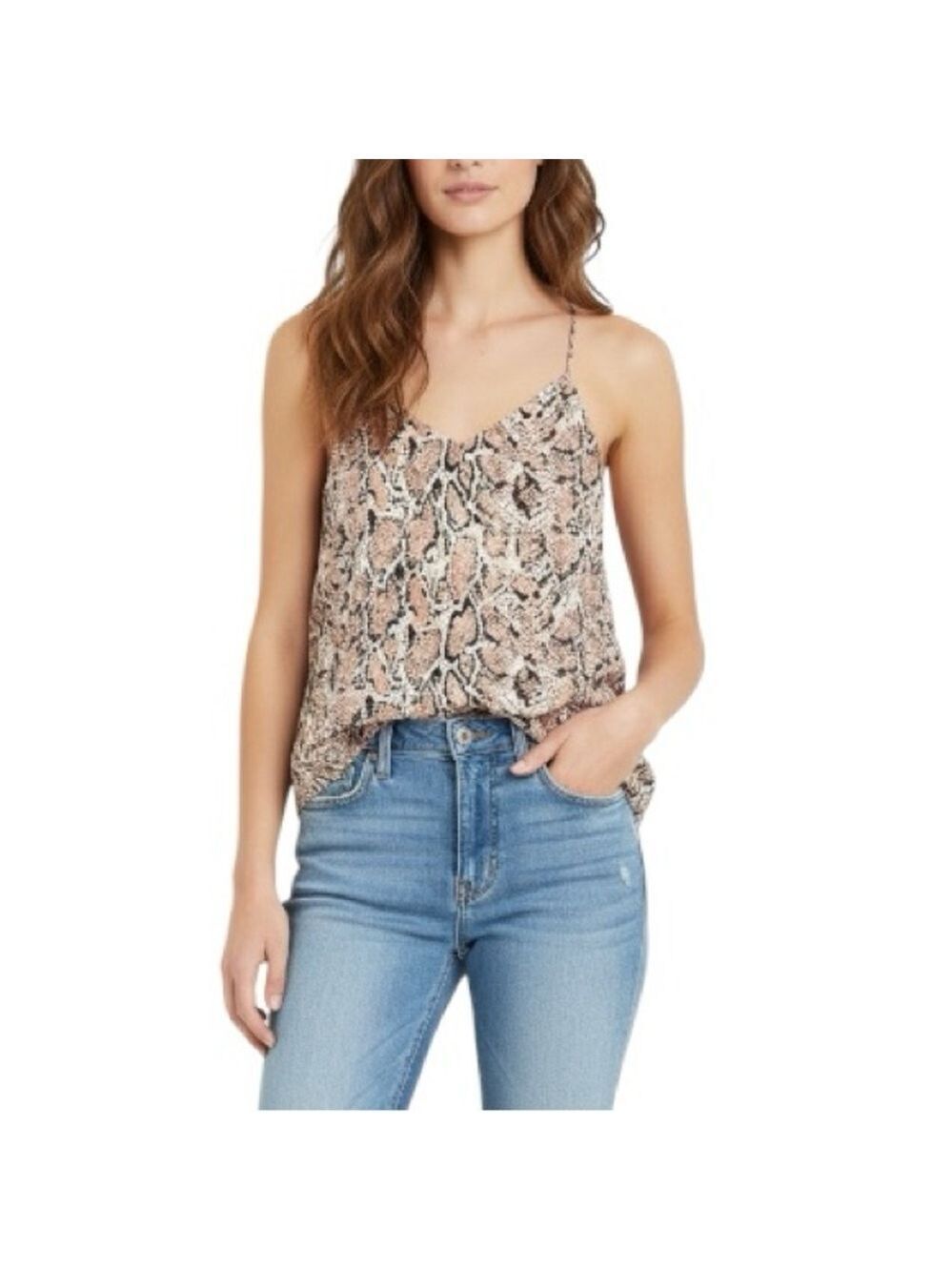 Dynamite pink snake print satin spaghetti strap tank top XS